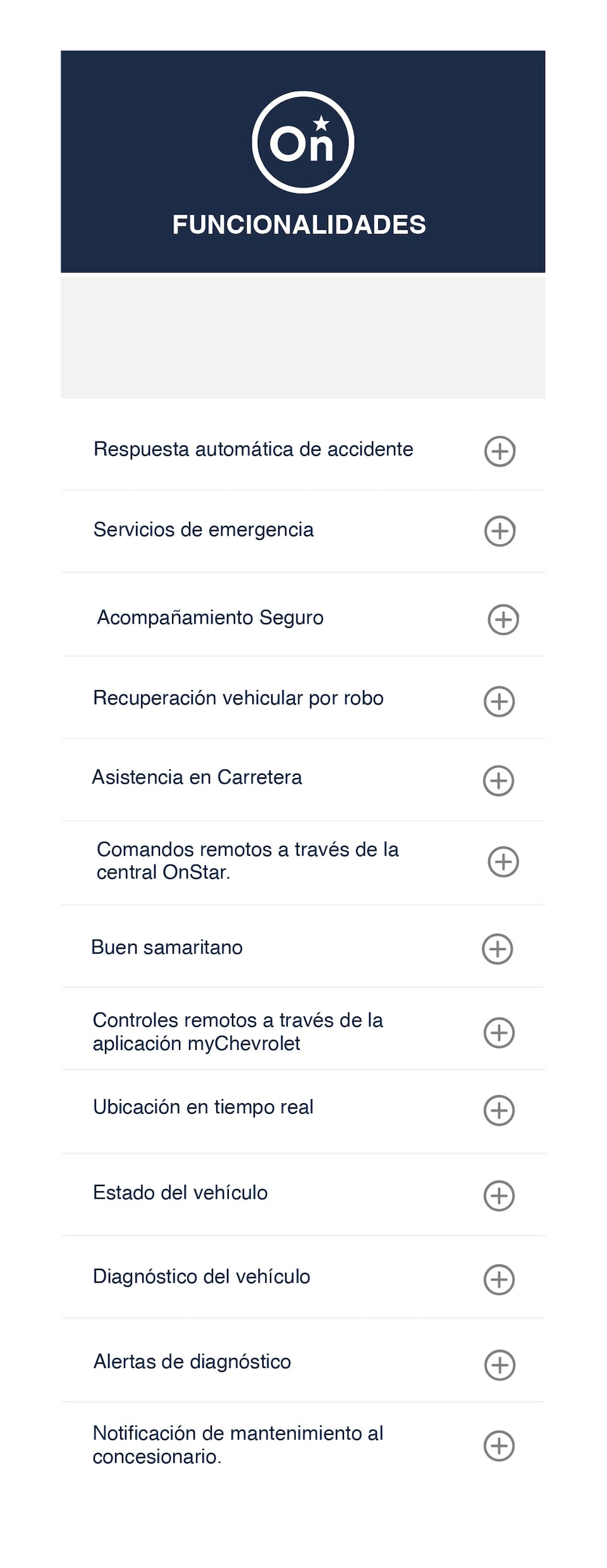 Planes Onstar - Funcionalidades